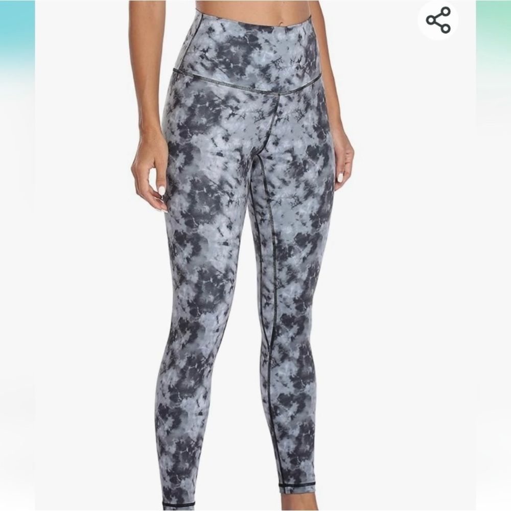 YUNOGA Sz L Ultra Soft High Rise Leggings Tummy Control Yoga Pants, Bl Ink Tidye